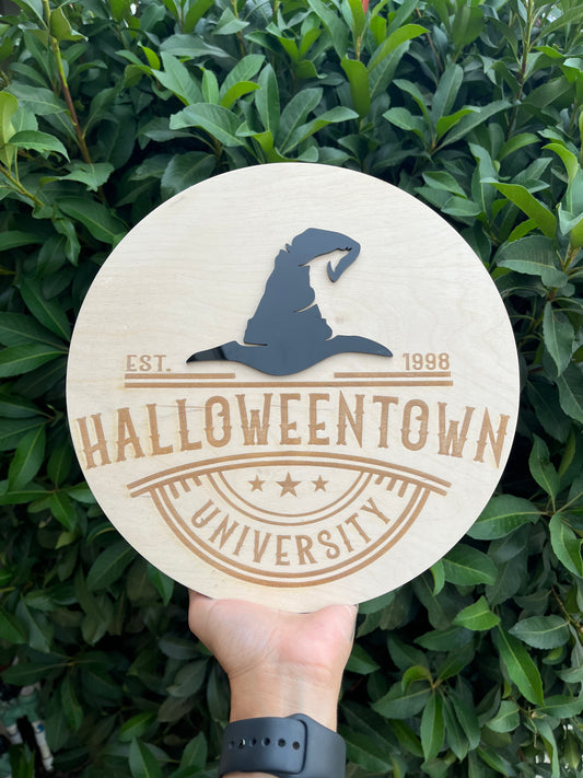 Halloweentown wood sign